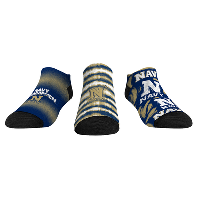  Navy Midshipmen Rock Em Unisex Make Some Noise Three-Pack Low-Cut Socks Set - Navy