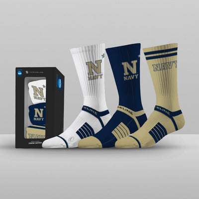 Navy Midshipmen Strideline Unisex Premium 3-Pack Knit Crew Socks Set