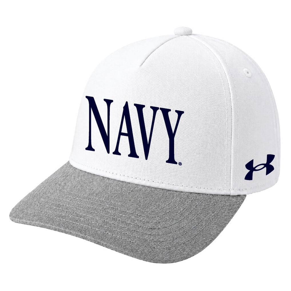 Navy Midshipmen Under Armour Unisex Blitzing Accent 5-Panel Adjustable Hat - White
