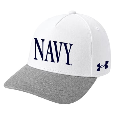 Navy Midshipmen Under Armour Unisex Blitzing Accent 5-Panel Iso-Chill Adjustable Hat - White
