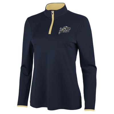 Navy Midshipmen Antigua Women's Brink Quarter-Zip Pullover - Navy/Gold