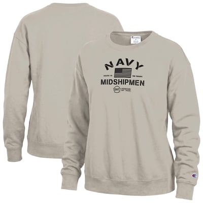 Navy Midshipmen Champion Women's Operation Hat Trick Powerblend Sweatshirt - Tan