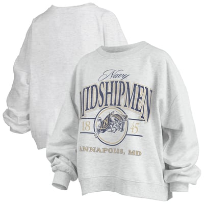 Navy Midshipmen Pressbox Women's Oversized Vinson Melange Janise Sweatshirt - Heather Gray