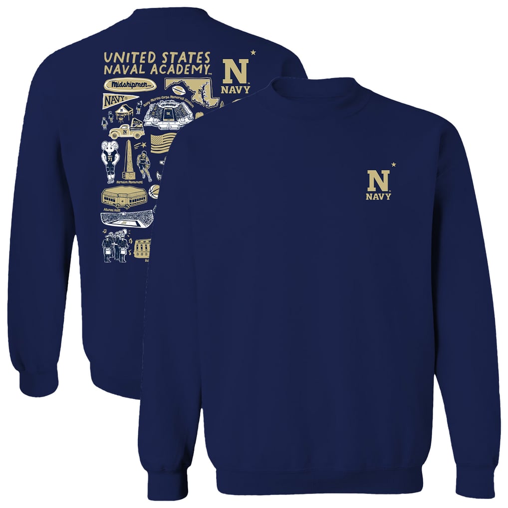  Navy Midshipmen Vive La Fete Women's Impressions Artwork Pullover Sweatshirt - Navy