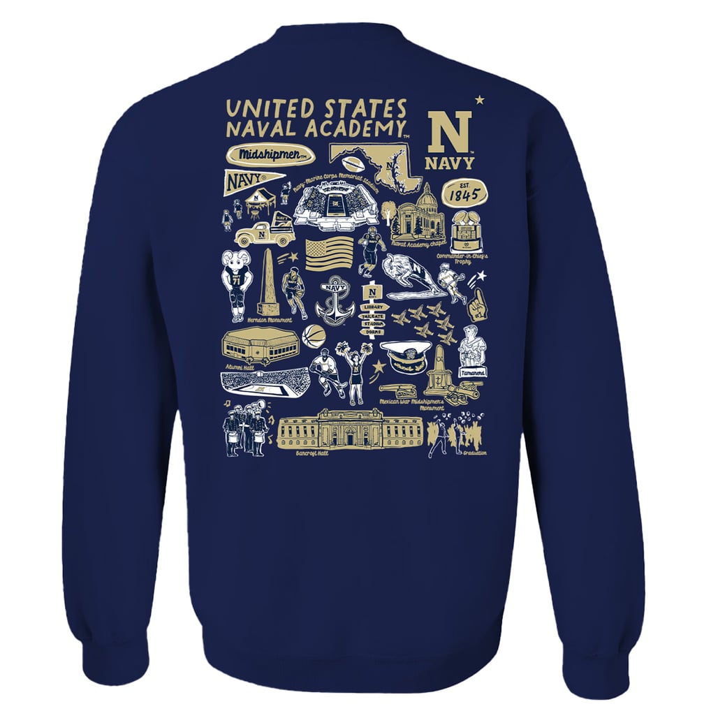  Navy Midshipmen Vive La Fete Women's Impressions Artwork Pullover Sweatshirt - Navy