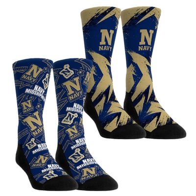  Navy Midshipmen Rock Em Youth Game Day Two-Pack Crew Socks Set - Blue