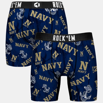  Navy Midshipmen Rock Em Youth All Over Logo Boxer Briefs - Navy