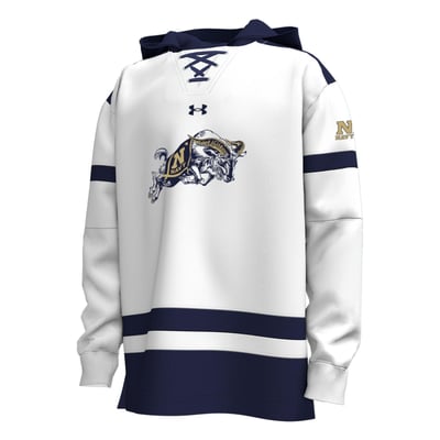  Navy Midshipmen Under Armour Youth Gameday Hockey Hoodie - White