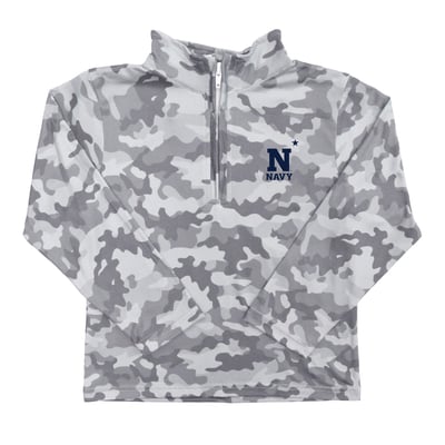  Navy Midshipmen Vive La Fete Youth Camo Quarter-Zip Sweatshirt - Gray