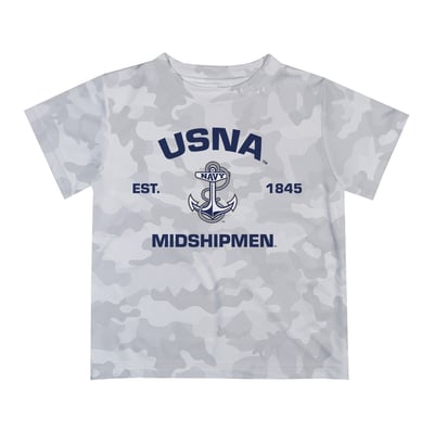  Navy Midshipmen Vive La Fete Youth Est. Date Camo T-Shirt - Gray