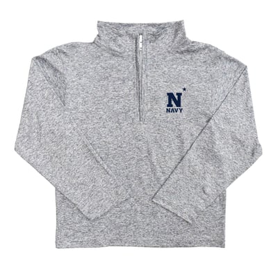  Navy Midshipmen Vive La Fete Youth Team Logo Quarter-Zip Sweatshirt - Heather Gray