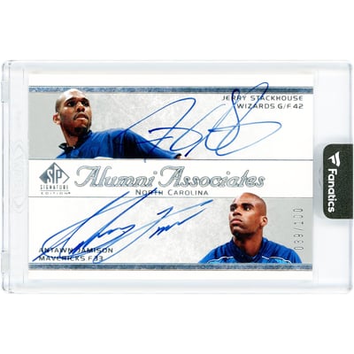 Jerry Stackhouse & Antawn Jamison Autographed 2003-04 Upper Deck SP Signatures Edition Alumni Associates North Carolina #AA-SJ #39/100 Card