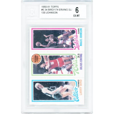 Larry Bird, Julius Erving & Magic Johnson 1980-81 Topps #6 BGS Authenticated 6 Rookie Card - 6,6.5,7,5 Subgrades