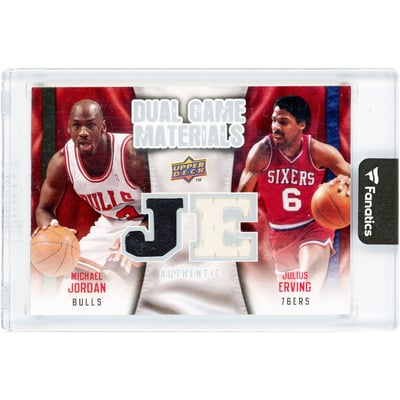 Michael Jordan & Julius Erving 2009-10 Upper Deck Dual Game Materials Game Used Dual-Color Jersey Relics #DG-JE Card 