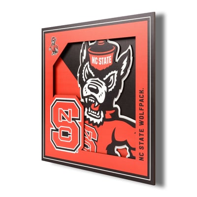 NC State Wolfpack Fanpoint 12'' x 12'' 3D Logo Wall Art