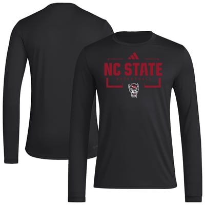  NC State Wolfpack adidas Basketball Icon Pregame Long Sleeve T-Shirt - Black