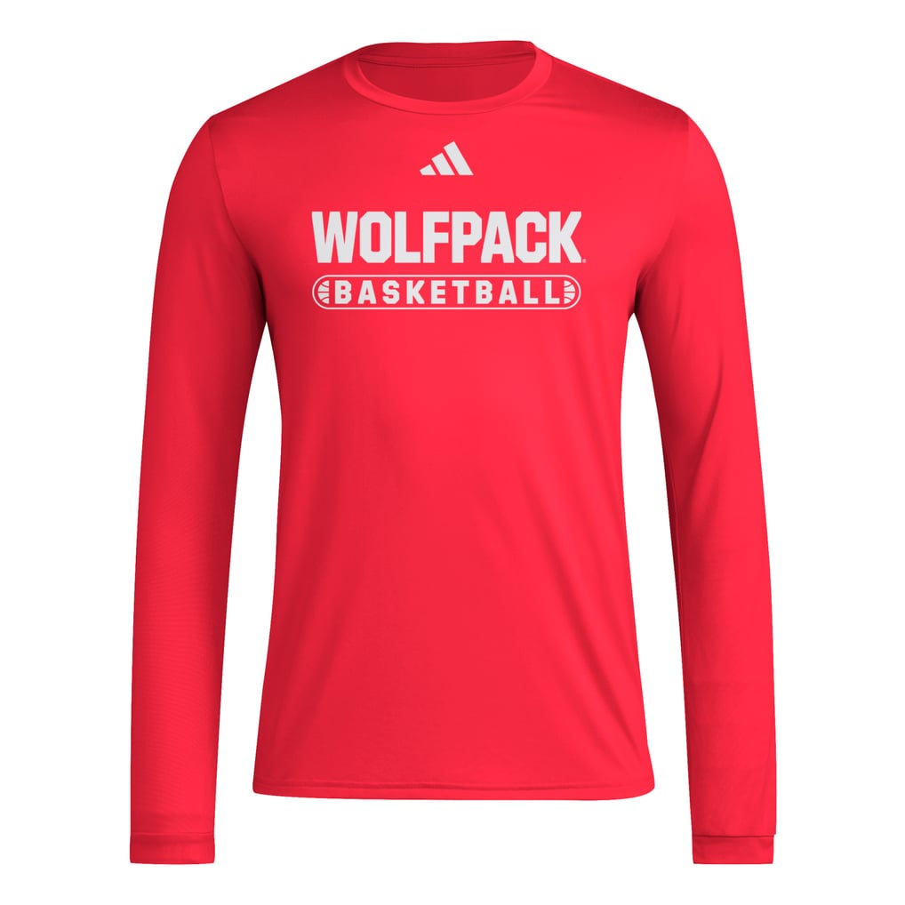 NC State Wolfpack adidas On-Court Pregame Long Sleeve T 