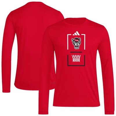  NC State Wolfpack adidas On-Court Pregame Long Sleeve T-Shirt - Red