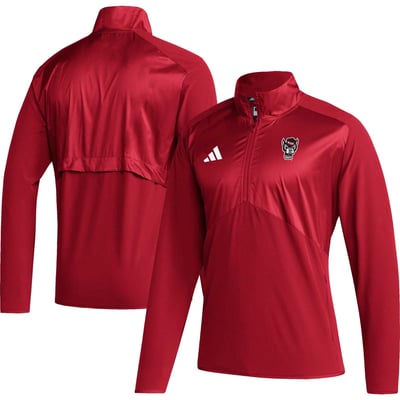 NC State Wolfpack adidas Sideline AEROREADY Raglan Sleeve Quarter-Zip Jacket - Red