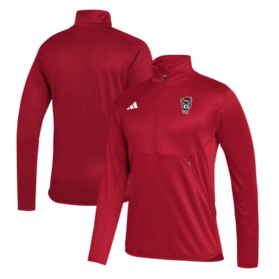  NC State Wolfpack adidas Stadium Knit Quarter-Zip Pullover Jacket - Red