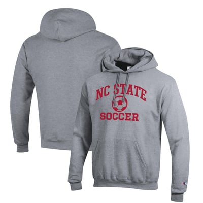NC State Wolfpack Champion Soccer Icon Powerblend Pullover Hoodie - Gray