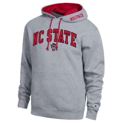  NC State Wolfpack Champion Arch Tackle Twill Hoodie - Heather Gray