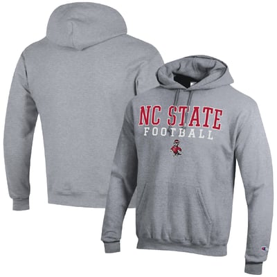 NC State Wolfpack Champion Football Stack Pullover Hoodie - Heather Gray