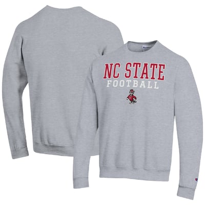 NC State Wolfpack Champion Football Stacked Pullover Sweatshirt - Heather Gray