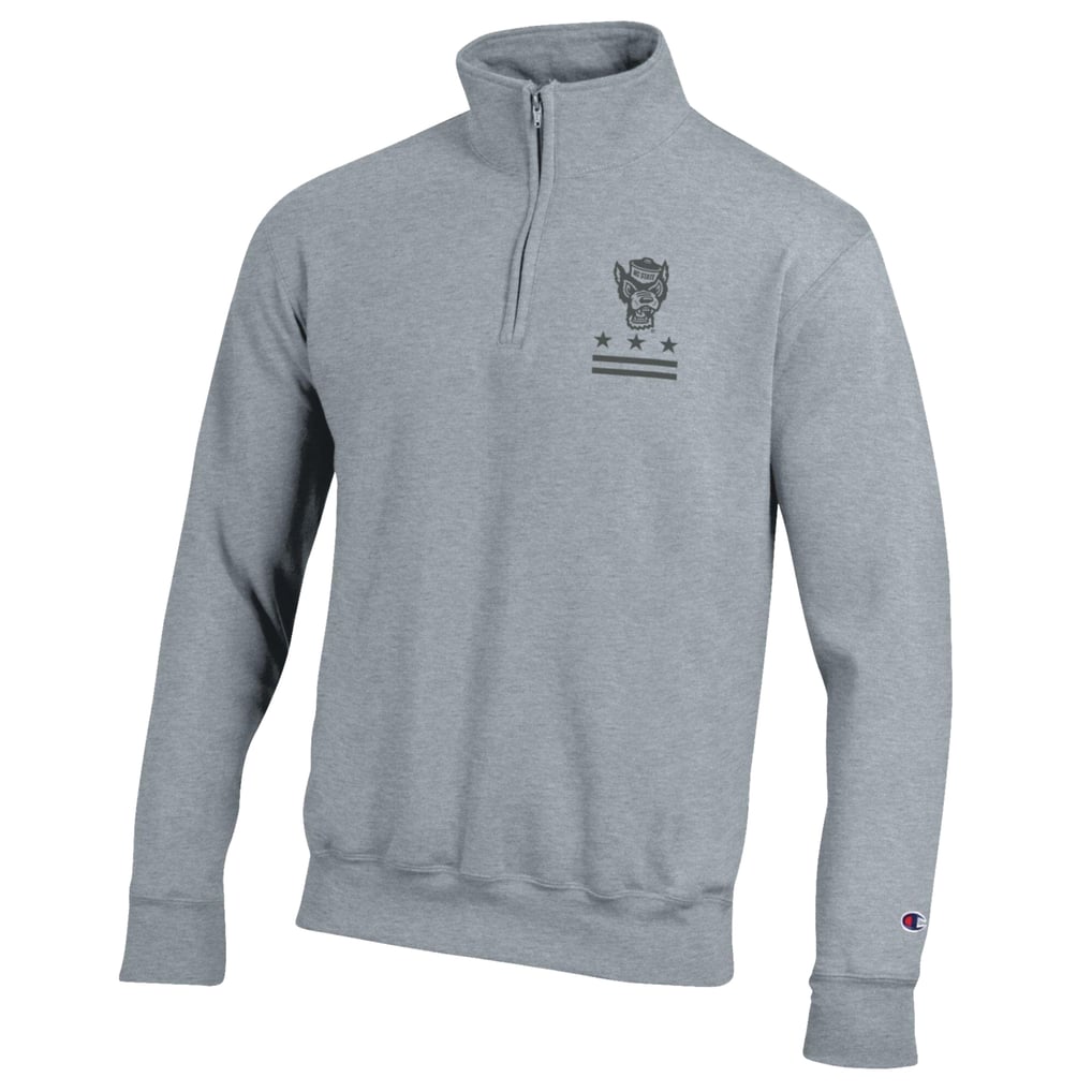  NC State Wolfpack Champion Operation Hat Trick Flag Powerblend Fleece Quarter-Zip Pullover - Heather Gray