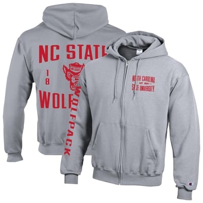  NC State Wolfpack Champion Varsity Powerblend Full-Zip Fleece Hoodie - Heather Gray