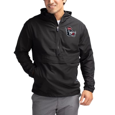 NC State Wolfpack Cutter & Buck Charter Eco Recycled Half-Zip Anorak Jacket - Black