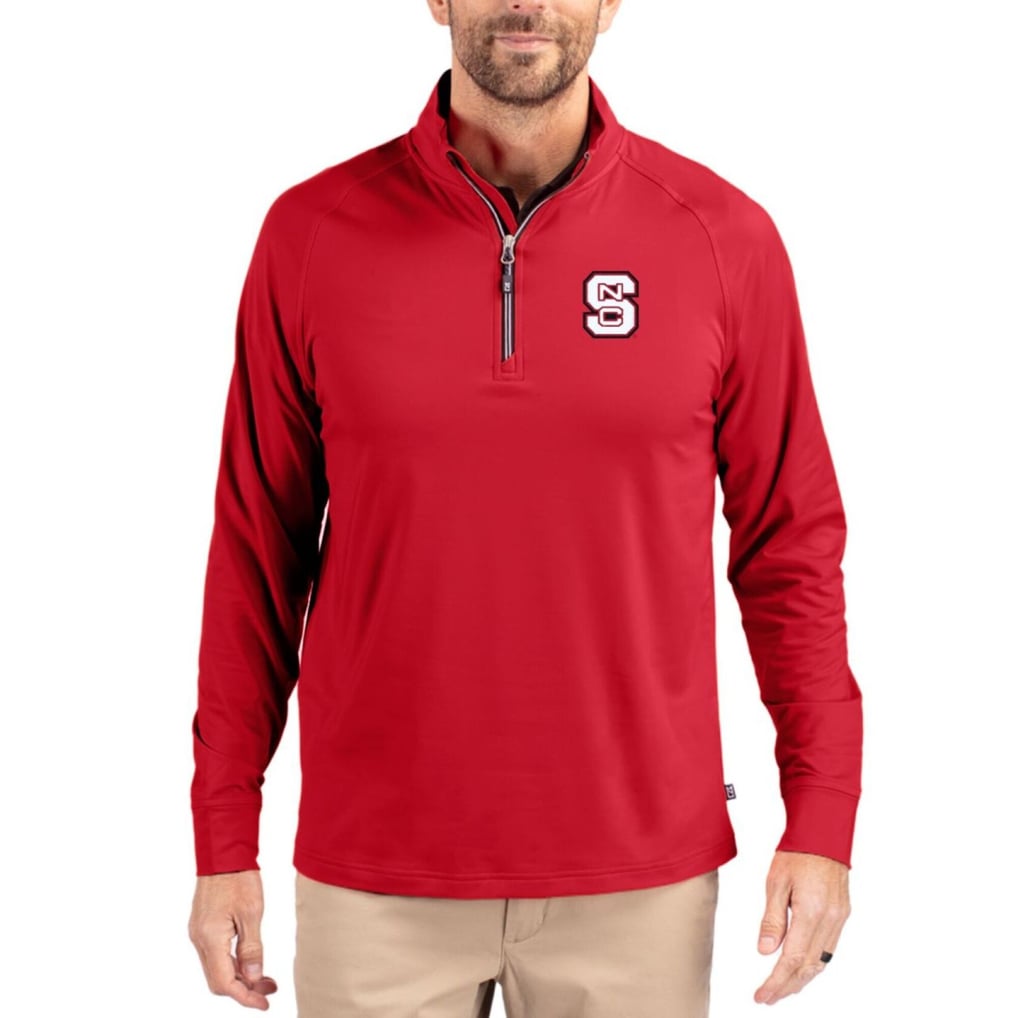  NC State Wolfpack Cutter & Buck Soft Knit Stretch Raglan Quarter-Zip Pullover - Red