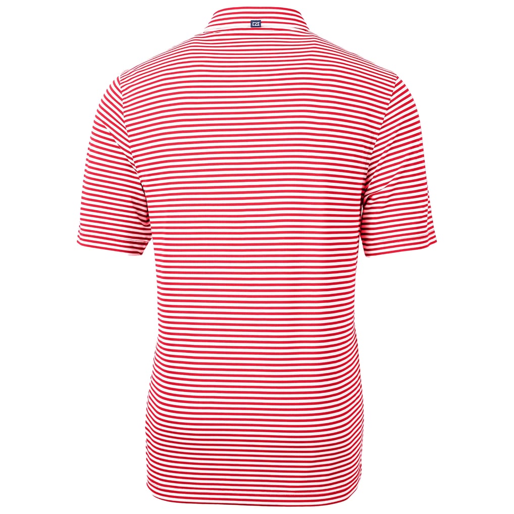 NC State Wolfpack Cutter & Buck Throwback Logo Virtue Eco Pique Stripe Recycled Polo - Red
