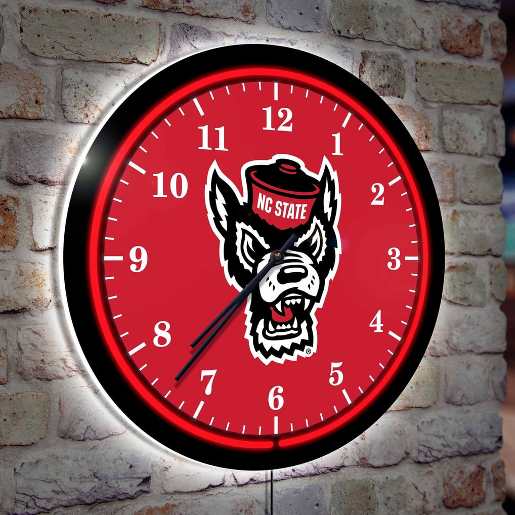 NC State Wolfpack 18" Lighted Round LED Wall Clock