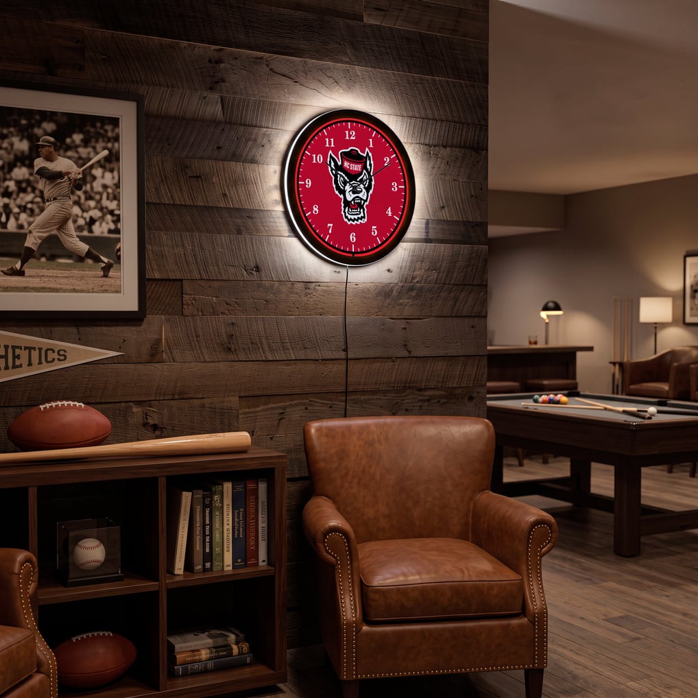 NC State Wolfpack 18" Lighted Round LED Wall Clock