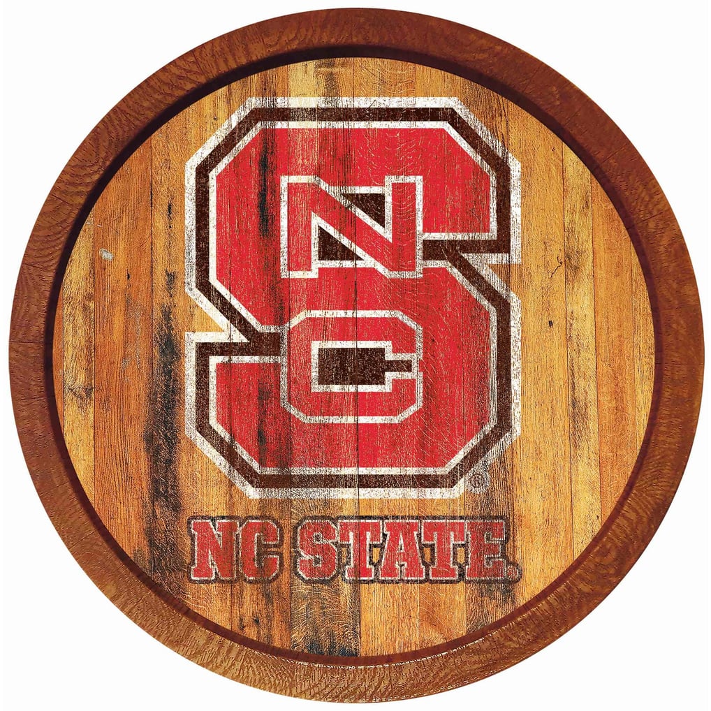 NC State Wolfpack 21'' x 21'' Weathered Faux Barrel Top Sign