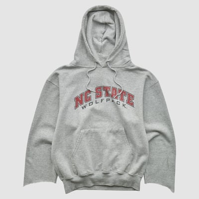 NC State Wolfpack Champion 2000s Hooded Pullover Sweatshirt - Heather Gray - XS by Fanatics Real Vintage