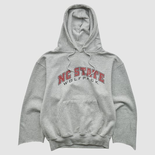 NC State Wolfpack Champion 2000s Hooded Pullover Sweatshirt - Heather Gray - XS by Fanatics Real Vintage