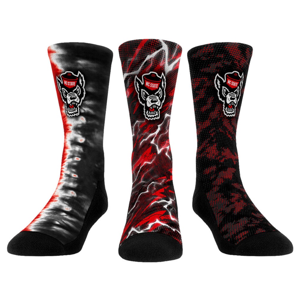 NC State Wolfpack Rock Em Unisex Three-Piece Team Tones Crew Socks Set