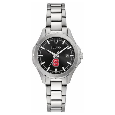 NC State Wolfpack Bulova Women's Stainless Steel Sport Classic Watch - Black