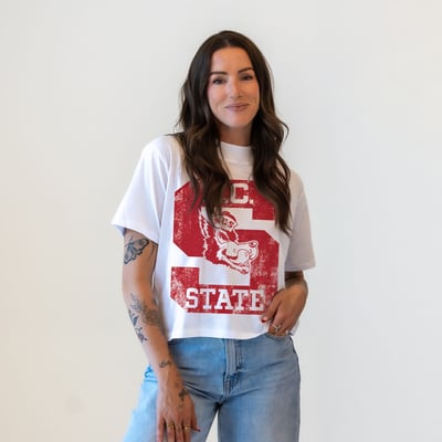  NC State Wolfpack Gameday Social Women's Vault Mascot T-Shirt - White