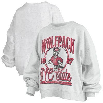 NC State Wolfpack Pressbox Women's Oversized Bravo Melange Janise Sweatshirt - Heather Gray