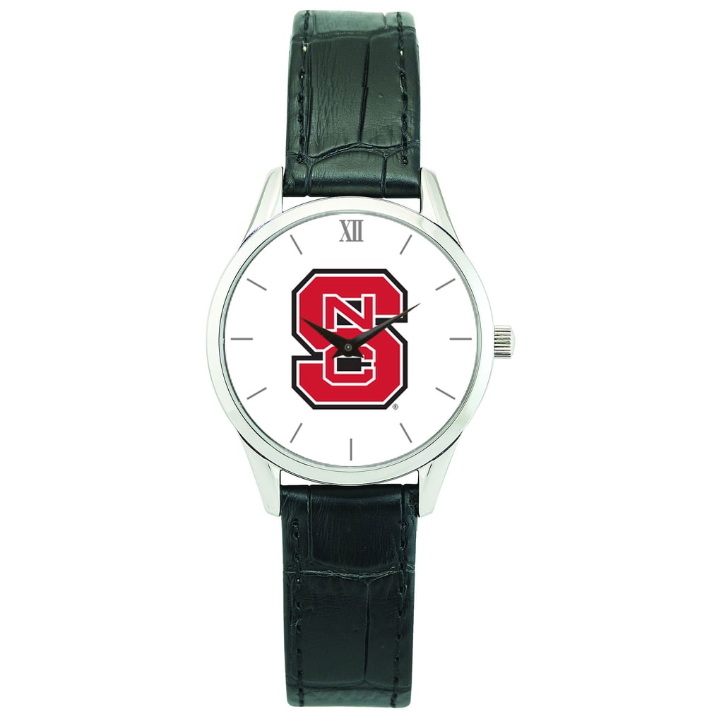 NC State Wolfpack Women's Stainless Steel Watch with Leather Band - Silver