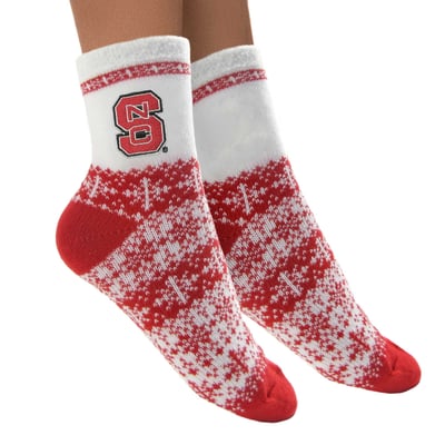NC State Wolfpack ZooZatz Women's Fuzzy Holiday Crew Socks