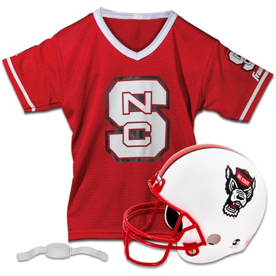 NC State Wolfpack Franklin Sports Youth NCAA Deluxe Helmet & Jersey Set