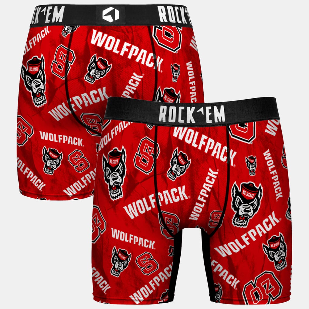 NC State Wolfpack Rock Em Socks Youth All Over Logo Boxer Briefs - Scarlet
