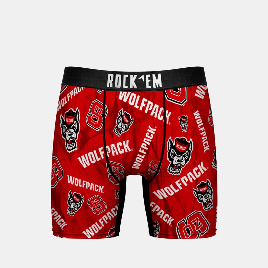 NC State Wolfpack Rock Em Socks Youth All Over Logo Boxer Briefs - Scarlet
