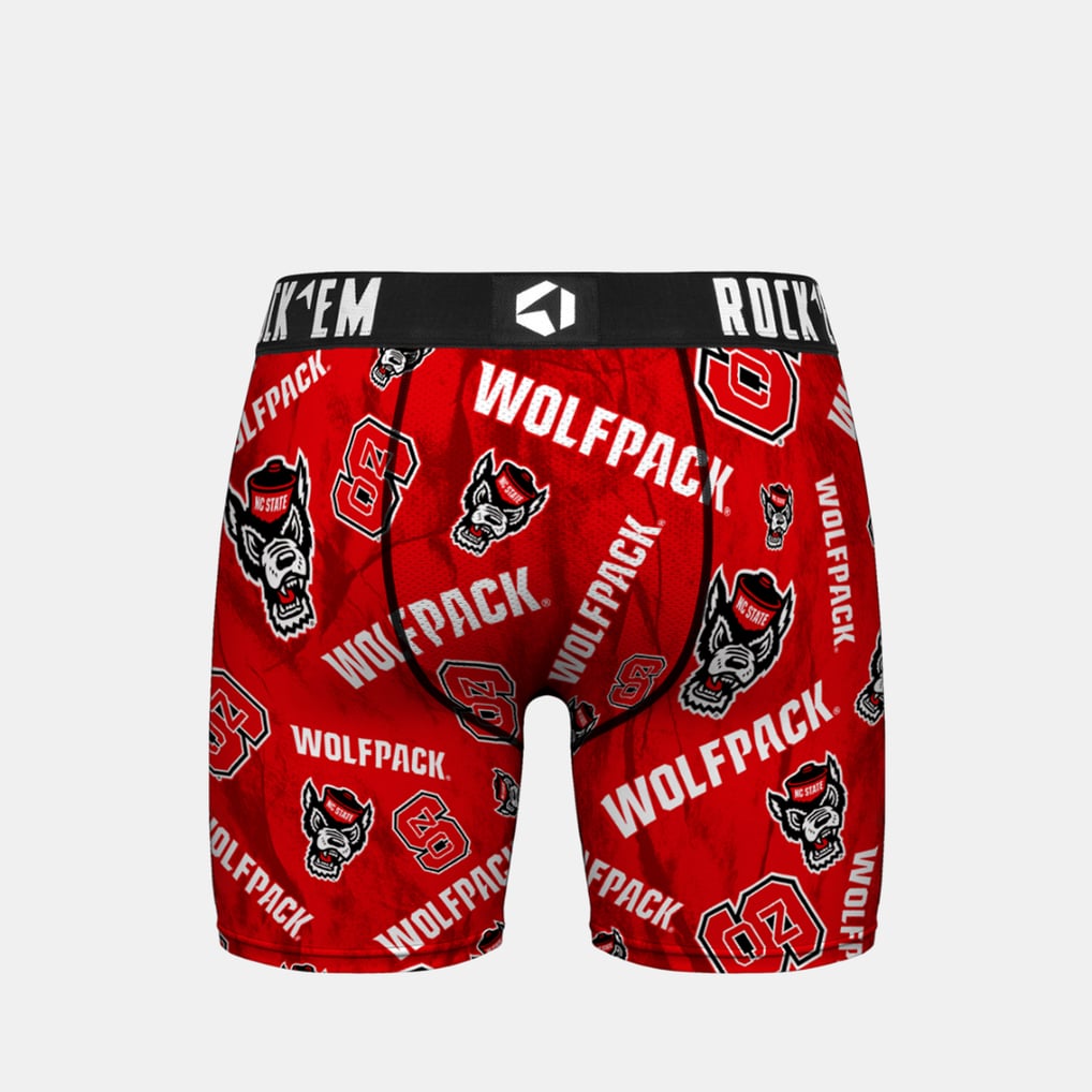 NC State Wolfpack Rock Em Socks Youth All Over Logo Boxer Briefs - Scarlet
