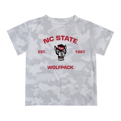  NC State Wolfpack Vive La Fete Youth Est. Date Camo T-Shirt - Gray