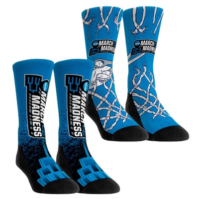  NCAA Merchandise Rock Em Unisex 2024 NCAA Men's Basketball Tournament March Madness Two-Pack Crew Socks Set - Blue